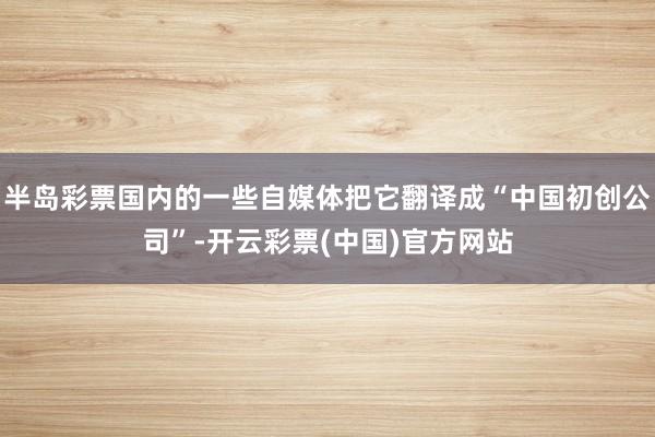 半岛彩票国内的一些自媒体把它翻译成“中国初创公司”-开云彩票(中国)官方网站